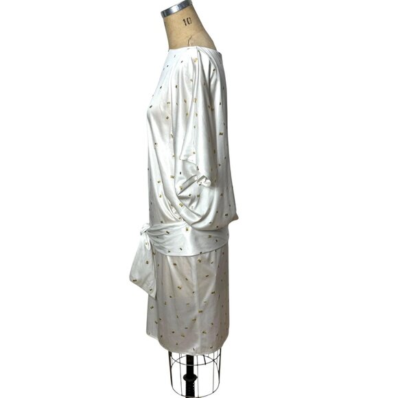 1980s dress with gold glitter and drop waist with sash by Diamond's Run Size L - Picture 5 of 7